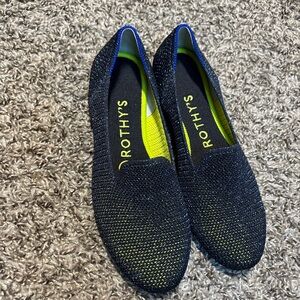 Rothy's Sparkling Black and Neon Loafers